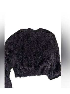 Cozy Black Fuzzy Crop Sweater
